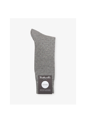 Mens Pantherella Gadsbury Long Pin-Dot Cotton-Blend Dress Socks