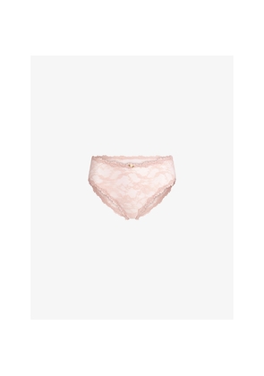 Womens Skims Rosette-Trim Floral Stretch-Lace Briefs