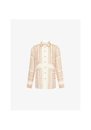 Womens Zimmermann Printed Relaxed-Fit Woven Shirt