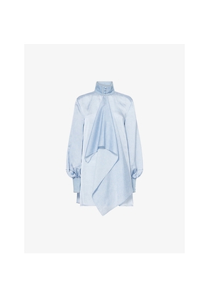 Womens Sacai Denim-Print High-Neck Woven Mini Dress