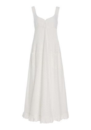 Mirror Palais - Pintuck Eyelet Cotton Maxi Dress - Ivory - XS - Moda Operandi
