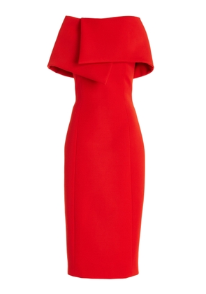 Oscar de la Renta Draped Bonded Wool Midi Dress - Moda Operandi