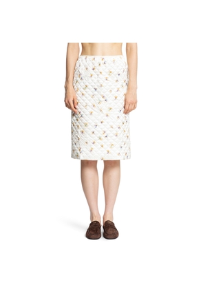 Quilted Floral Print Midi Skirt