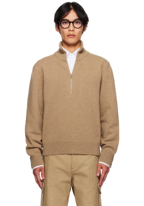Thom Browne Beige Geese Intarsia Merino Wool Mock Neck Sweater