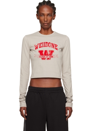 We11done Taupe '11' Print Long-Sleeve T-shirt