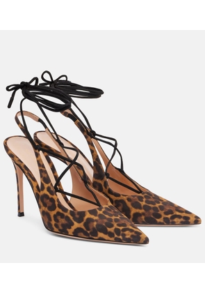 Gianvito Rossi 95 leopard-print suede slingback pumps