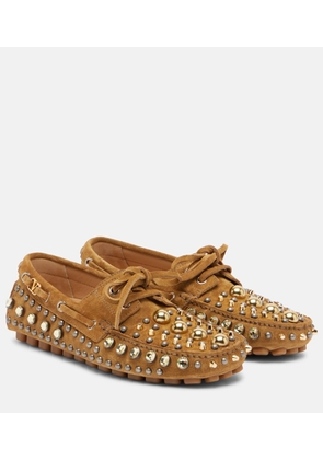 Valentino Garavani Fastaway embellished suede driving shoes