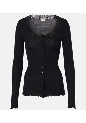 Saint Laurent Lace-trimmed wool and silk cardigan