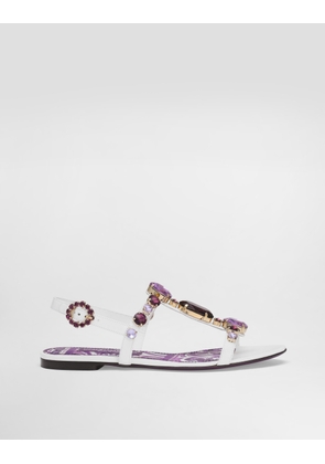 Dolce & Gabbana Flip-flops With Jewel Embroidery - Woman Flat Shoes Multicolor 37