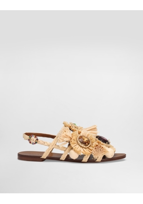 Dolce & Gabbana Braided Rafia Flip-flops - Woman Flat Shoes Multicolor 39.5