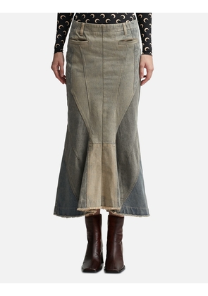 REGENERATED DENIM FLARED SKIRT