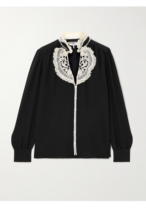 Chloé - Lace-trimmed Silk-crepe Blouse - Black - FR 34,FR 36,FR 38,FR 40,FR 42,FR 44