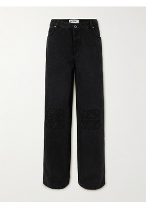 LOEWE - Anagram Baggy Appliquéd High-rise Wide-leg Jeans - Black - FR 34,FR 36,FR 38,FR 40,FR 42,FR 44
