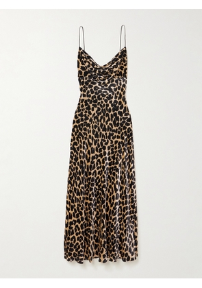 Balmain - Draped Leopard-print Velvet Midi Dress - Animal print - FR 34,FR 36,FR 38,FR 40,FR 42,FR 44,FR 46