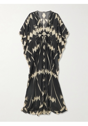 Johanna Ortiz - Secret Garden Printed Recycled-georgette Kaftan - Black - US0,US2,US4,US6,US8,US10,US12