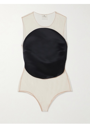 COURREGES - Illusion Mesh And Duchesse-satin Bodysuit - Black - x small,small,medium,large,x large