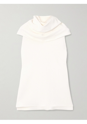 Another Tomorrow - Draped Crepe Blouse - Cream - x small,small,medium,large,x large