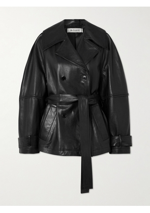 RÓHE - Belted Double-breasted Leather Jacket - Black - FR 34,FR 36,FR 38,FR 40,FR 42,FR 44