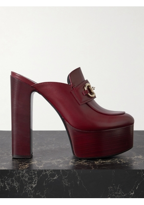 Gucci - 1955 Horsebit-detailed Leather Platform Mules - Burgundy - IT36,IT36.5,IT37,IT38,IT39,IT40