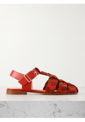 Gabriela Hearst - Willow Suede-trimmed Leather Sandals - Orange - IT35,IT36,IT37,IT38,IT38.5,IT39,IT39.5,IT40,IT40.5,IT41,IT42
