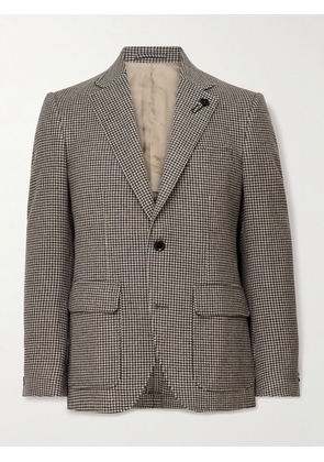 Lardini - Puppytooth Wool-Blend Felt Blazer - Men - Neutrals - IT 46