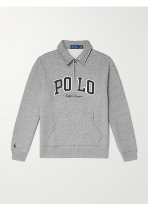 Polo Ralph Lauren - Logo-Detailed Cotton-Blend Jersey Half-Zip Sweatshirt - Men - Gray - S