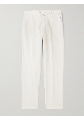 Kiton - Tapered Lyocell-Blend Twill Trousers - Men - Neutrals - UK/US 30