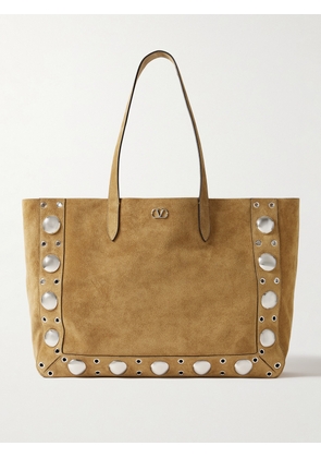 Valentino Garavani - Nellcôte Large Embellished Suede Tote Bag - Men - Brown