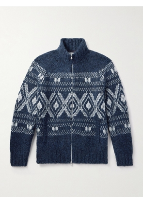 Brunello Cucinelli - Fair-Isle Jacquard-Knit Alpaca-Blend Zip-Up Cardigan - Men - Blue - IT 48