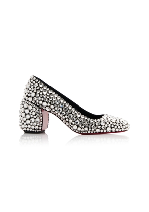 Christian Louboutin Minny Maxi 70mm Crystal-Embellished Suede Pumps - Moda Operandi