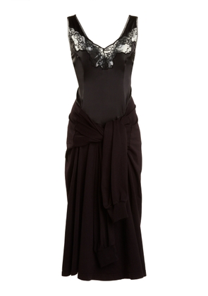 Balenciaga Hybrid Lace-Trimmed Silk Midi Slip Dress - Moda Operandi