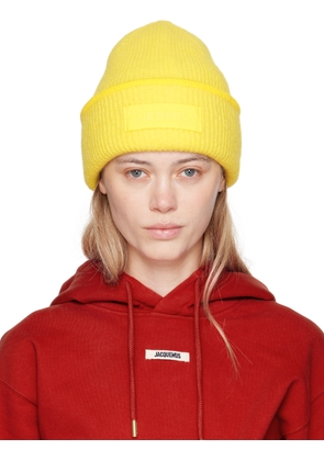 JACQUEMUS Yellow 'Le Bonnet Gros Grain' Beanie