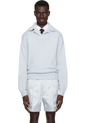 TOM FORD Blue Cashmere Lambswool Pullover Polo