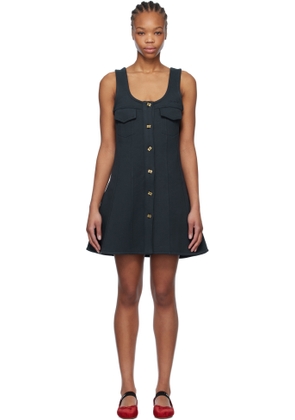 GANNI Navy Heavy Fleece Minidress