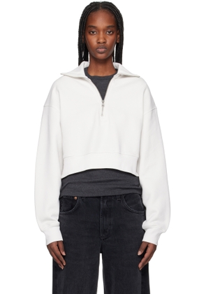 AGOLDE Off-White Bethan Quarter Zip Sweatshirt