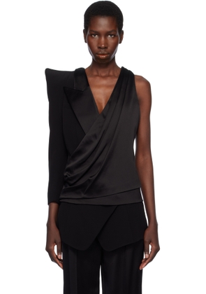 Balmain Black Asymmetric Structured Blouse Jacket
