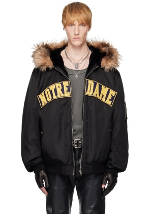 Marking Distance Black 'Notre Dame' Bomber Jacket