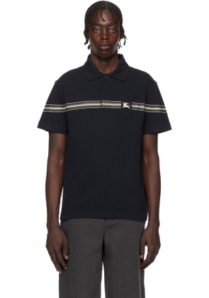 Burberry Navy Striped Cotton Polo