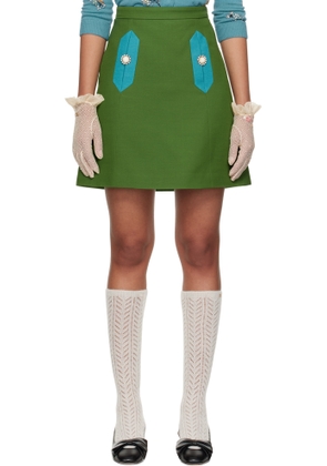 Valentino Green Solid Crepe Couture Miniskirt