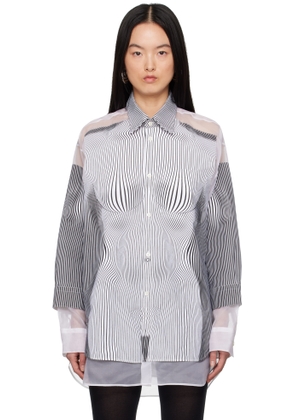 Jean Paul Gaultier Black & White 'The Petit Grand Pinstripe Body Morphing' Shirt