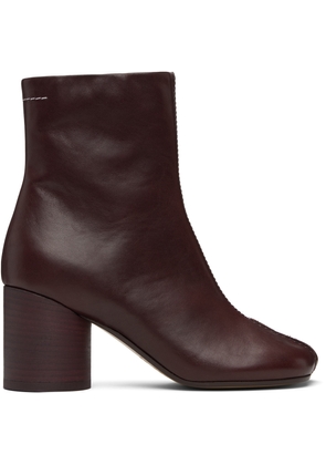 MM6 Maison Margiela Brown Anatomic Stitch Ankle Boots