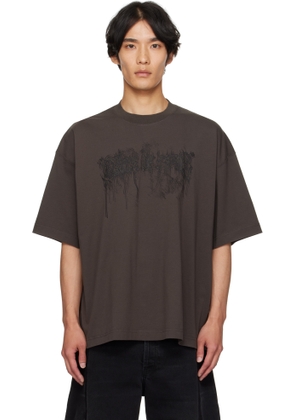VETEMENTS Brown Cradle of Filth Double Dripping Logo T-shirt