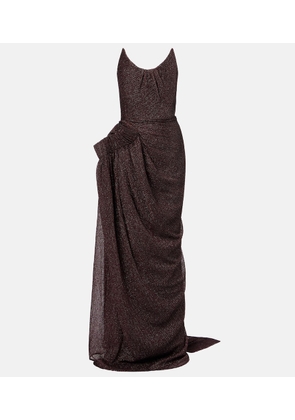 Maticevski Lexicon draped gathered lame gown