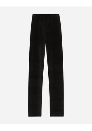 Dolce & Gabbana Cotton Chenille Jogging Pants With Dg Logo - Woman Pants And Shorts Black 44