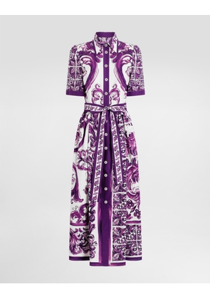 Dolce & Gabbana Majolica-print Poplin Shirt Dress - Woman Dresses Multicolor 44