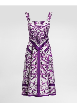 Dolce & Gabbana Majolica-print Silk Twill Dress - Woman Dresses Multicolor 36
