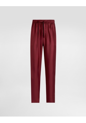 Dolce & Gabbana Silk Pajama Pants With Logo Embroidery - Man Pants And Shorts Burgundy 44