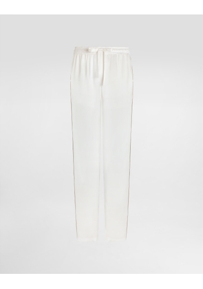 Dolce & Gabbana Silk Pajama Pants With Logo Embroidery - Man Pants And Shorts White Silk 54