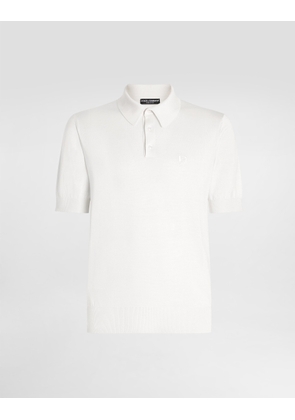 Dolce & Gabbana Silk Polo-shirt With Logo Embroidery - Man Sweaters And Cardigans White 60