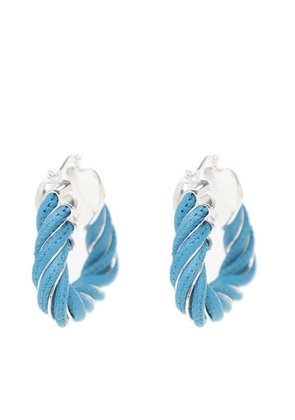 Bottega Veneta Light-blue Nappa Leather And 925 Silver Twist Triangle Earrings